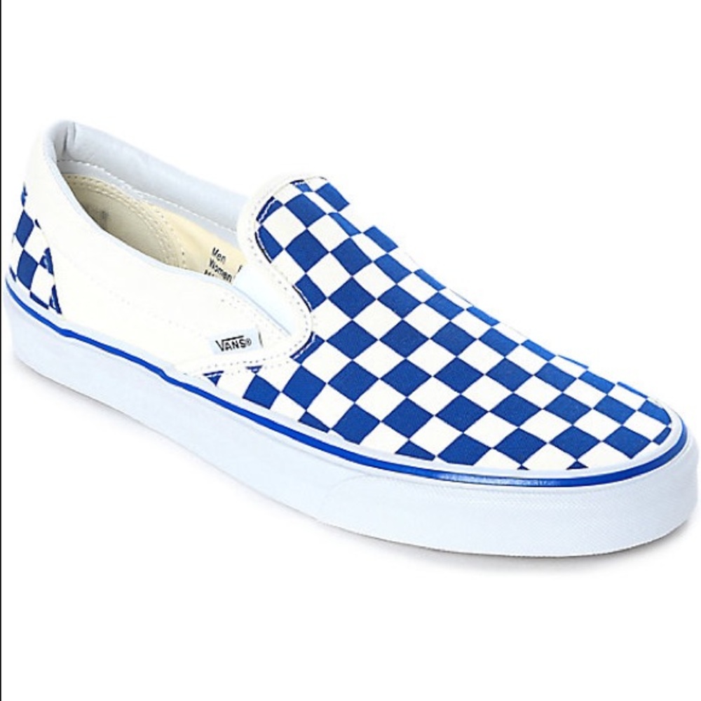 ROYAL BLUE CHECKERED VANS SZ 4.5